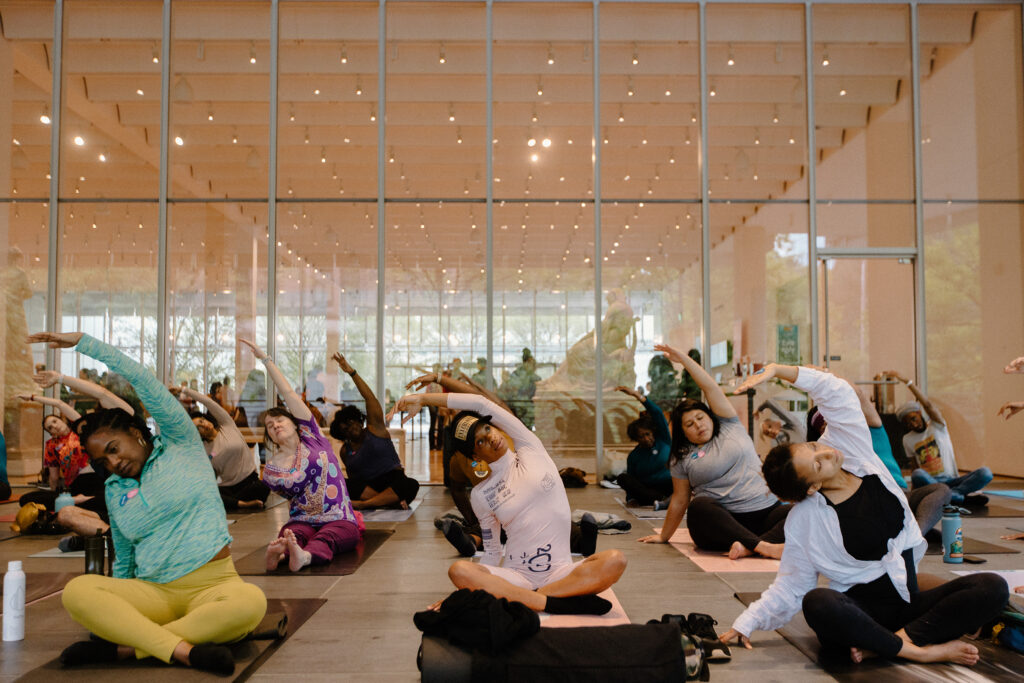Oasis @ The High April A terrace is filled with people doing yoga