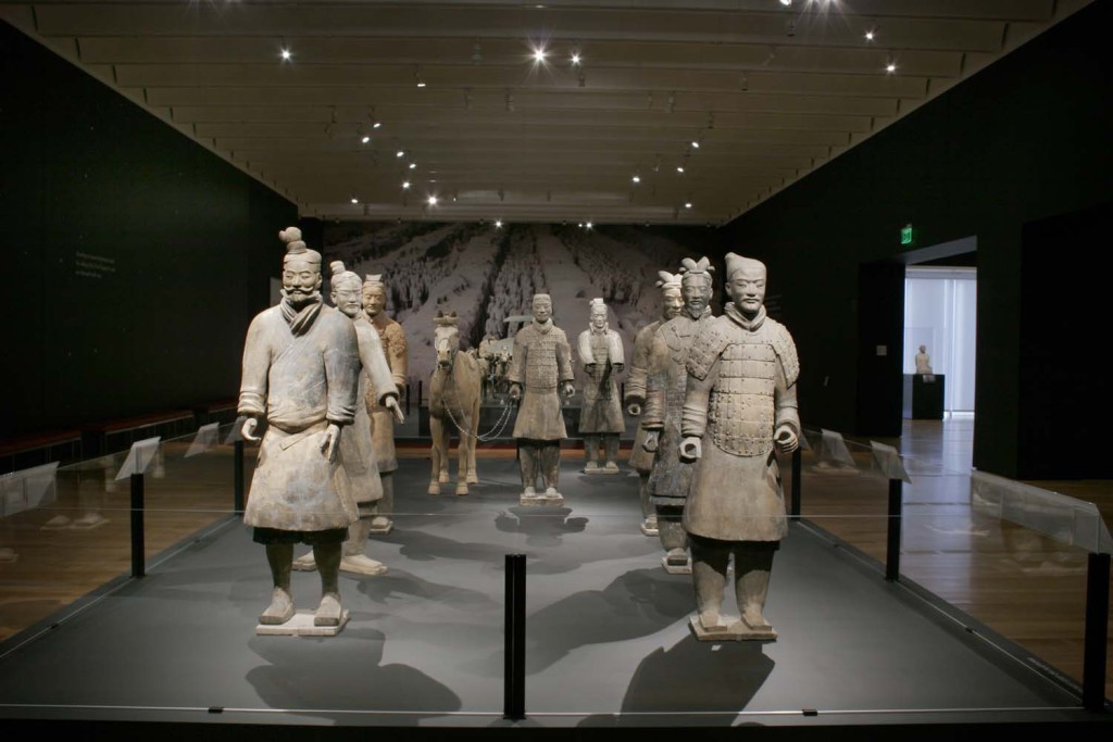 Several terracotta warriors and a terracotta horse from the tomb complex of China's First Emperor, Qin Shihuangdi.