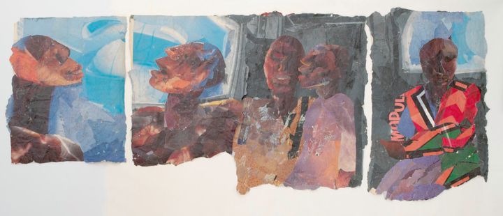 Five abstract figures depicted with broad brush strokes.